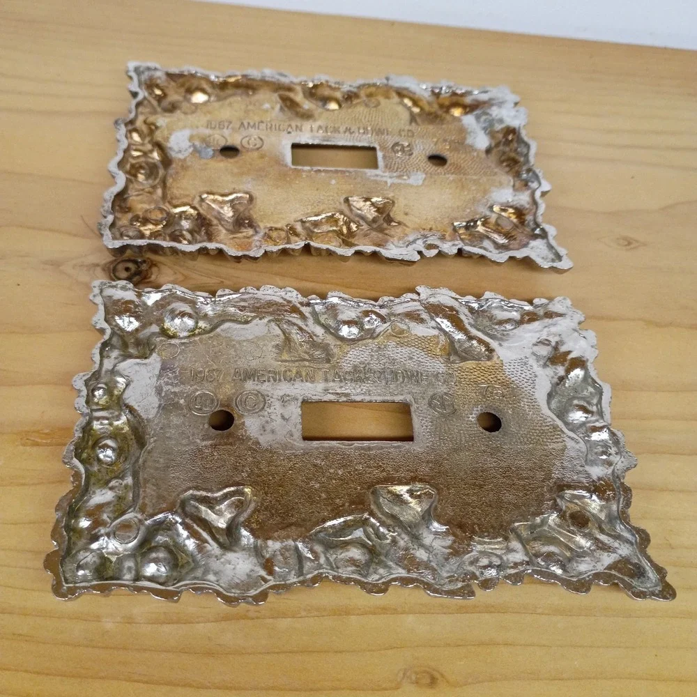 2 Vintage Light Switch Plate‎ Covers 75T Floral Silver American Tack Hardware Co